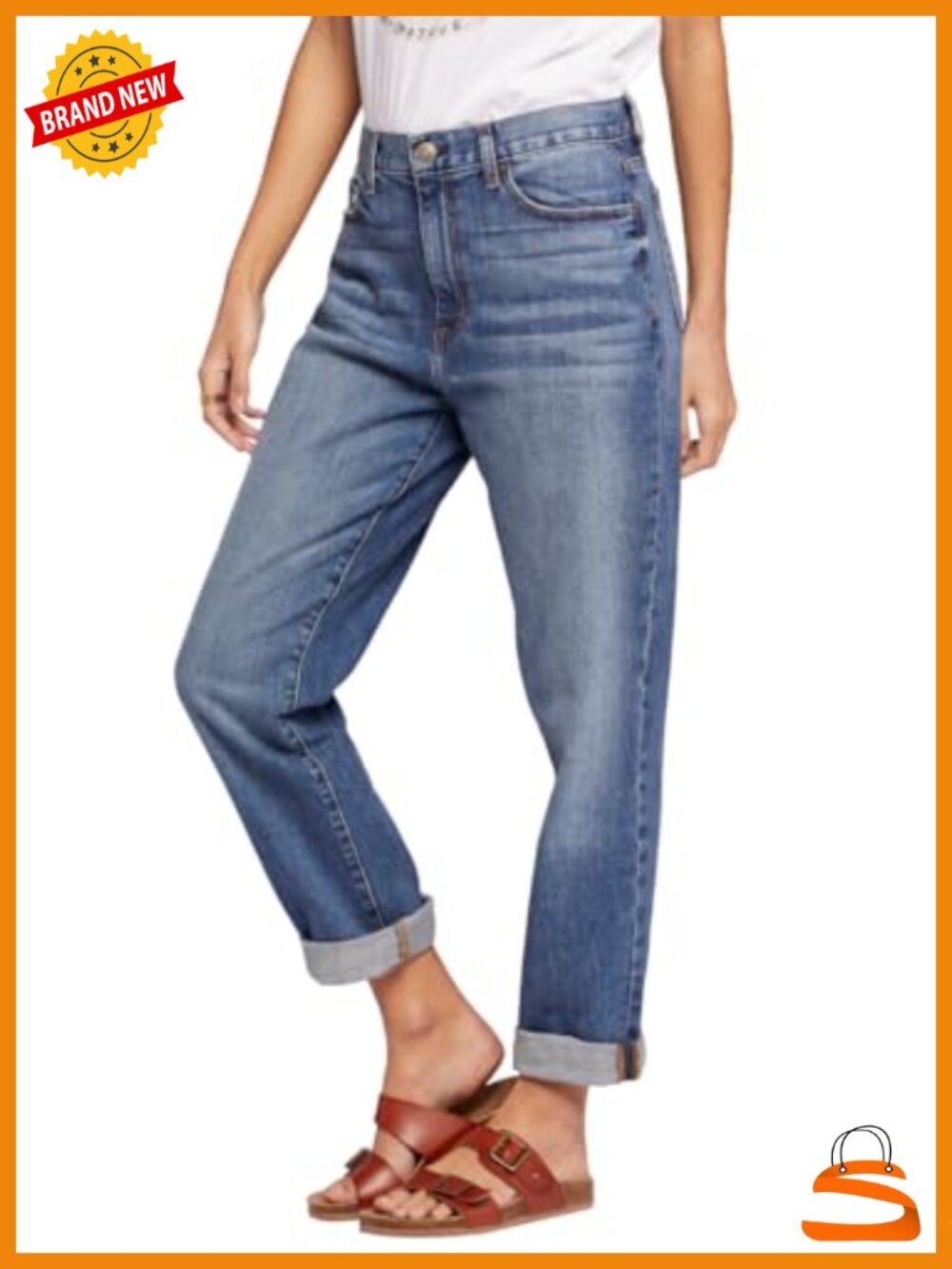Boyfriend Straight Leg Jeans 98% Cotton 2% Spandex Stretchable Distressed